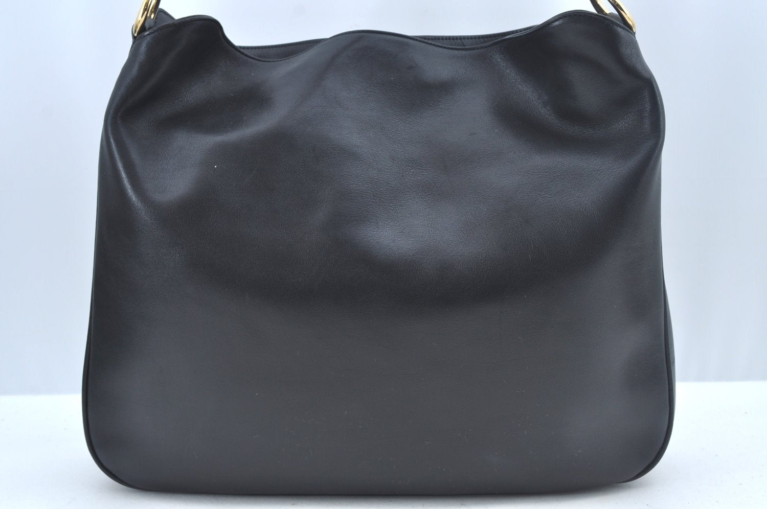 Authentic GUCCI Bamboo Shoulder Bag Leather Black L0344