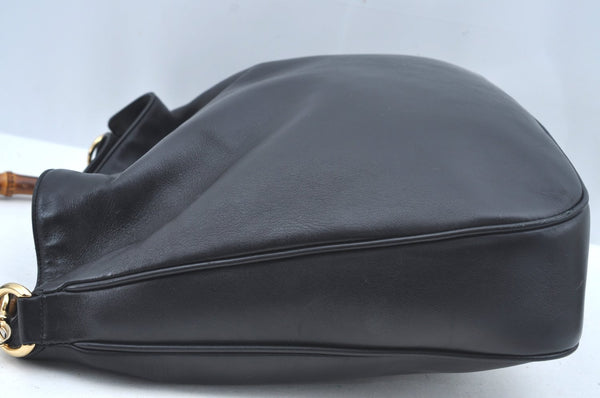 Authentic GUCCI Bamboo Shoulder Bag Leather Black L0344