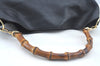 Authentic GUCCI Bamboo Shoulder Bag Leather Black L0344