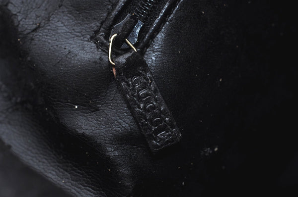 Authentic GUCCI Bamboo Shoulder Bag Leather Black L0344