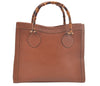 Authentic GUCCI Bamboo Hand Bag Leather Brown Junk L0350