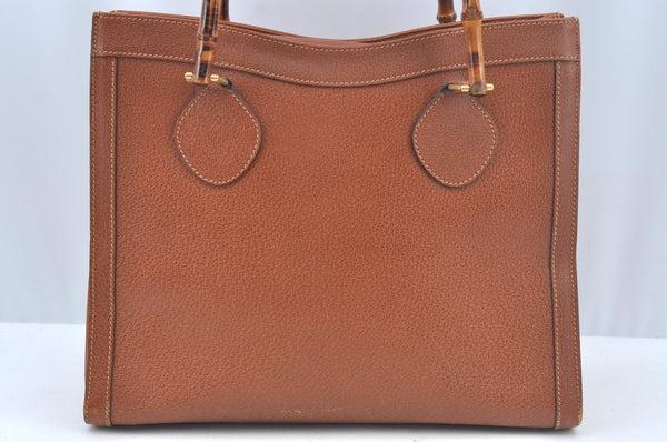 Authentic GUCCI Bamboo Hand Bag Leather Brown Junk L0350