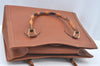 Authentic GUCCI Bamboo Hand Bag Leather Brown Junk L0350