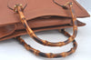 Authentic GUCCI Bamboo Hand Bag Leather Brown Junk L0350