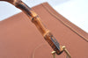 Authentic GUCCI Bamboo Hand Bag Leather Brown Junk L0350