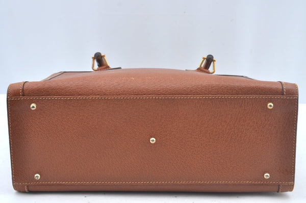 Authentic GUCCI Bamboo Hand Bag Leather Brown Junk L0350
