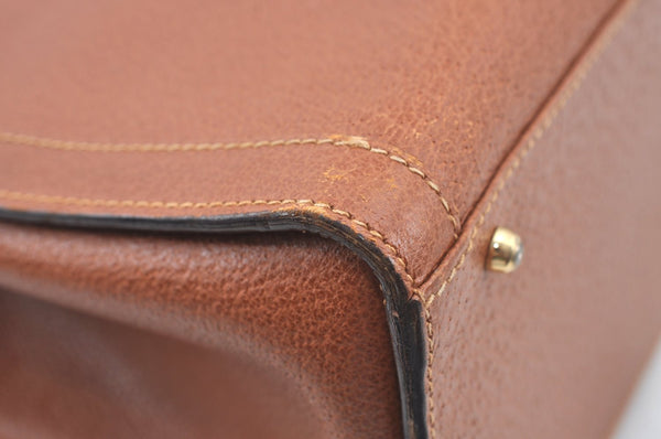 Authentic GUCCI Bamboo Hand Bag Leather Brown Junk L0350