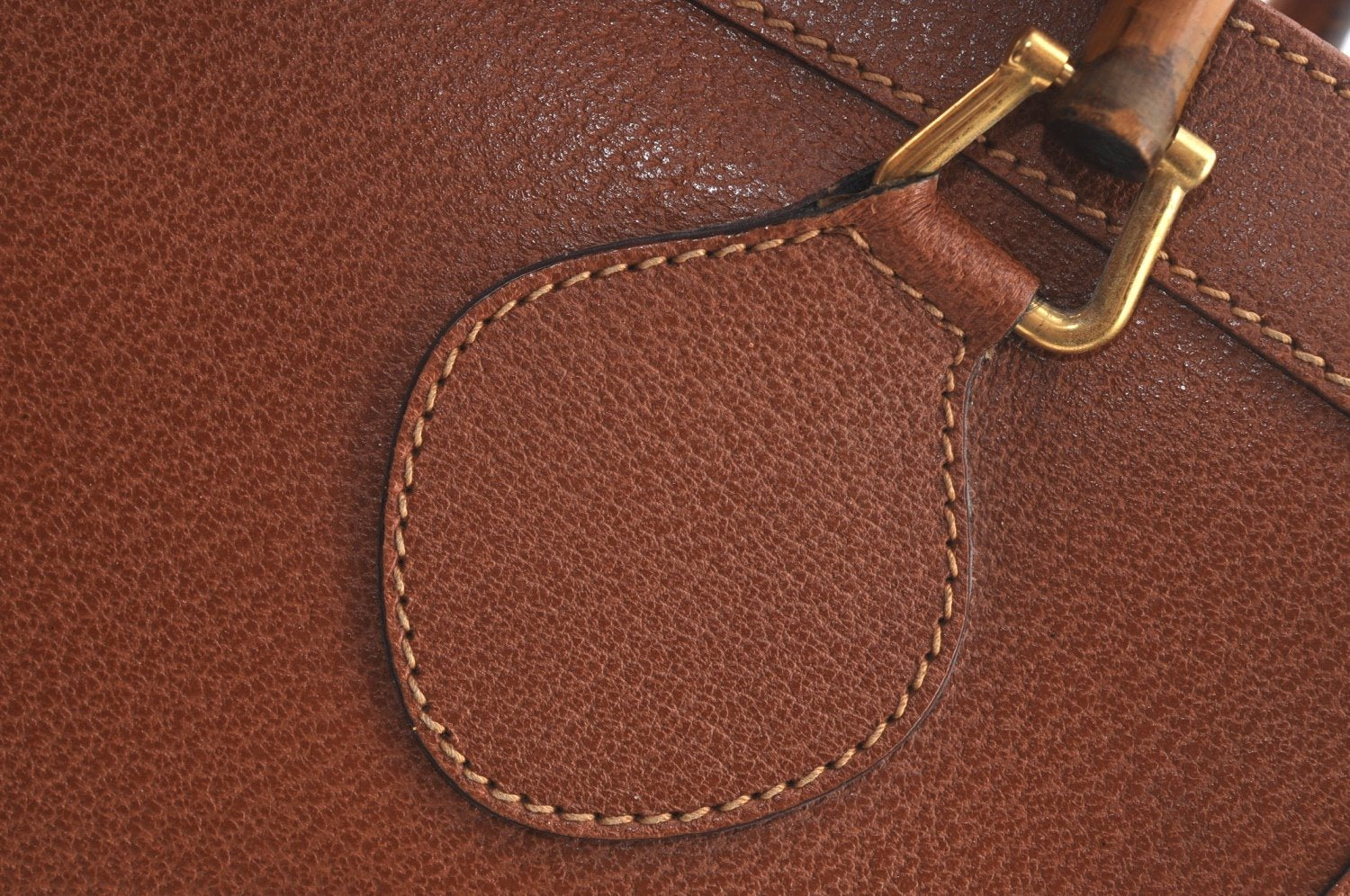 Authentic GUCCI Bamboo Hand Bag Leather Brown Junk L0350