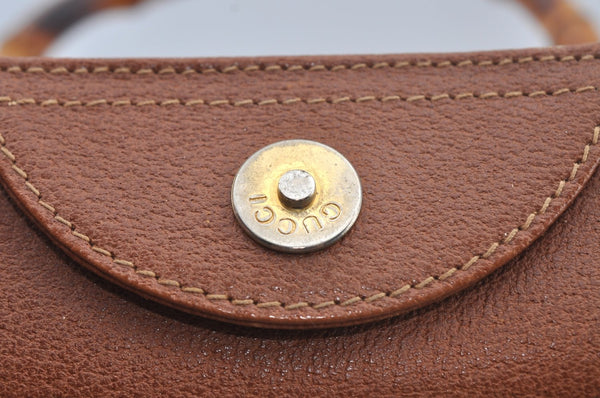 Authentic GUCCI Bamboo Hand Bag Leather Brown Junk L0350