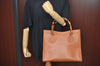 Authentic GUCCI Bamboo Hand Bag Leather Brown Junk L0350