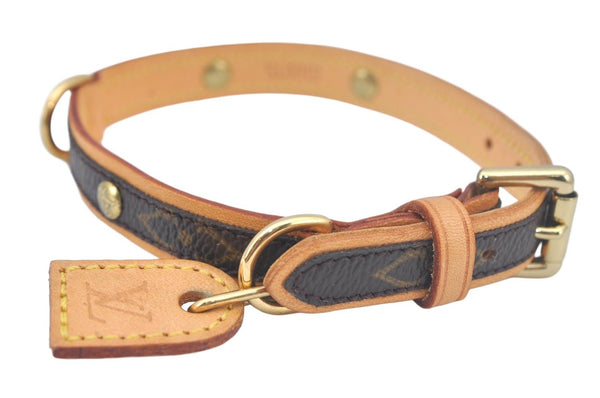Authentic Louis Vuitton Monogram Collar Baxter MM Dog Collar M58071 LV L0356