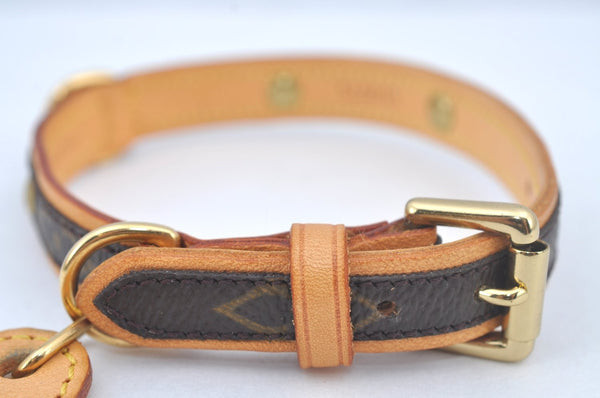 Authentic Louis Vuitton Monogram Collar Baxter MM Dog Collar M58071 LV L0356