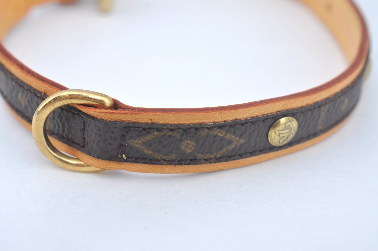 Authentic Louis Vuitton Monogram Collar Baxter MM Dog Collar M58071 LV L0356