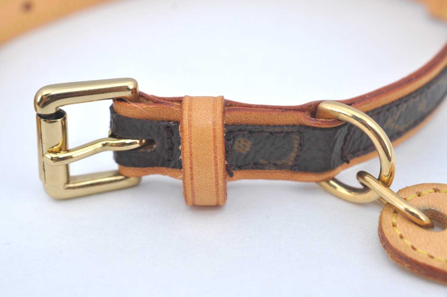 Authentic Louis Vuitton Monogram Collar Baxter MM Dog Collar M58071 LV L0356