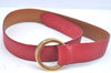 Authentic HERMES Leather Belt Size 87cm 34.3" Red L0362