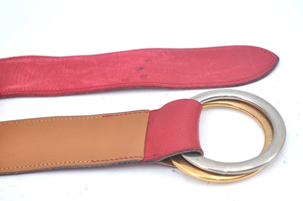 Authentic HERMES Leather Belt Size 87cm 34.3" Red L0362