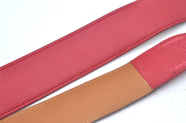 Authentic HERMES Leather Belt Size 87cm 34.3" Red L0362