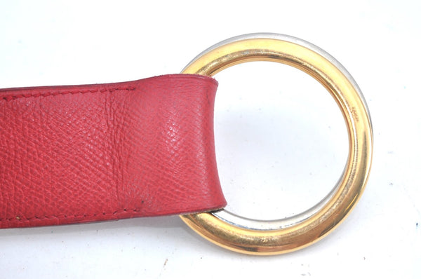 Authentic HERMES Leather Belt Size 87cm 34.3" Red L0362