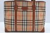 Authentic BURBERRY Nova Check Shoulder Bag Purse Canvas Leather Beige L0364