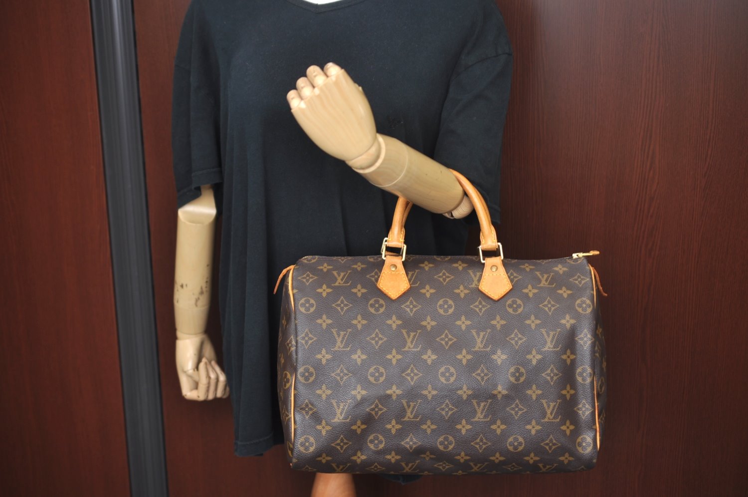 Authentic Louis Vuitton Monogram Speedy 35 Hand Boston Bag M41524 LV L0365