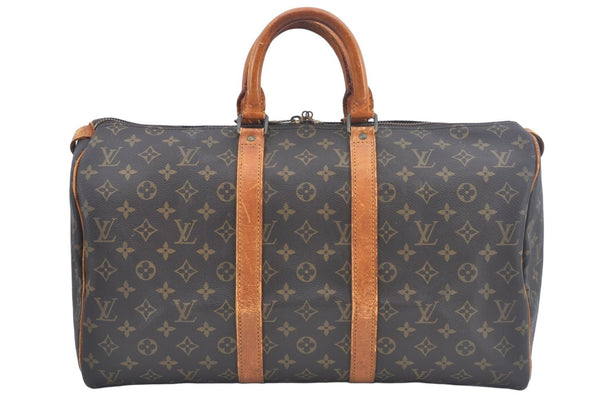 Authentic Louis Vuitton Monogram Keepall 45 Travel Boston Bag M41428 Junk L0377