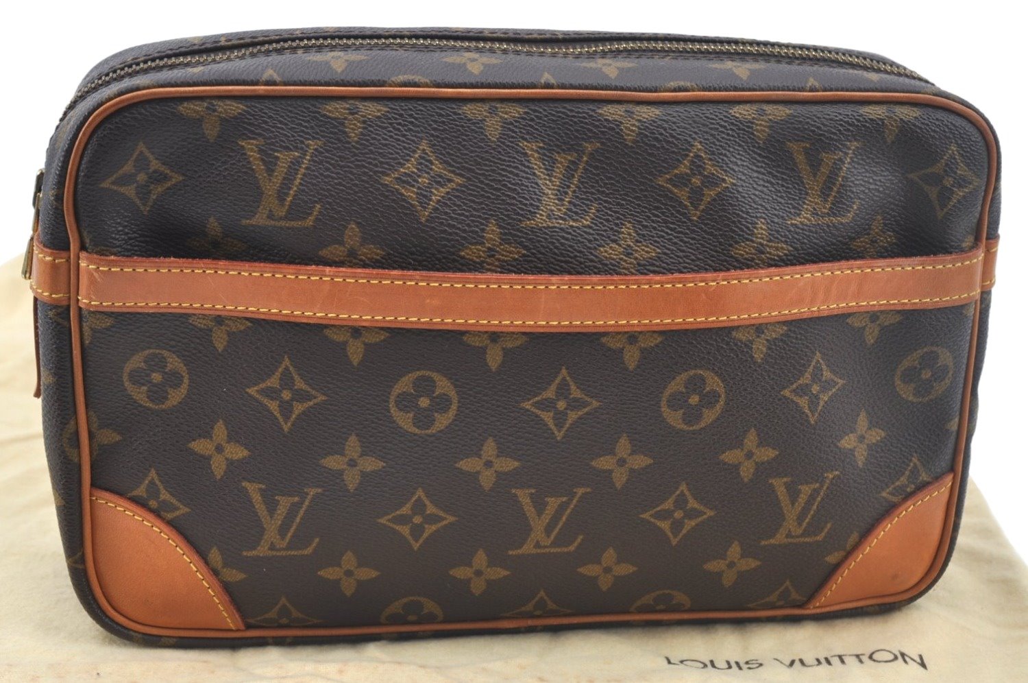 Authentic Louis Vuitton Monogram Compiegne 28 Clutch Hand Bag M51845 LV L0379