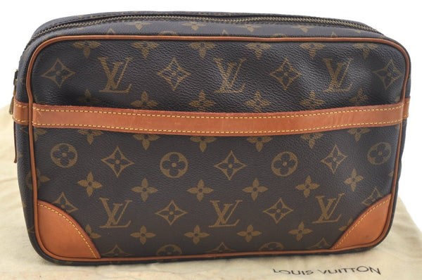 Authentic Louis Vuitton Monogram Compiegne 28 Clutch Hand Bag M51845 LV L0379
