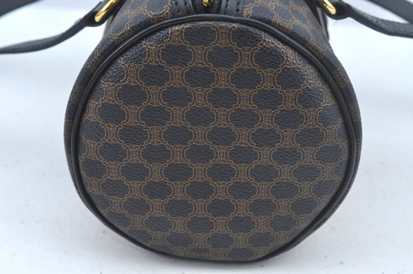 Authentic CELINE Macadam Blason Shoulder Bag Purse PVC Leather Black L0380