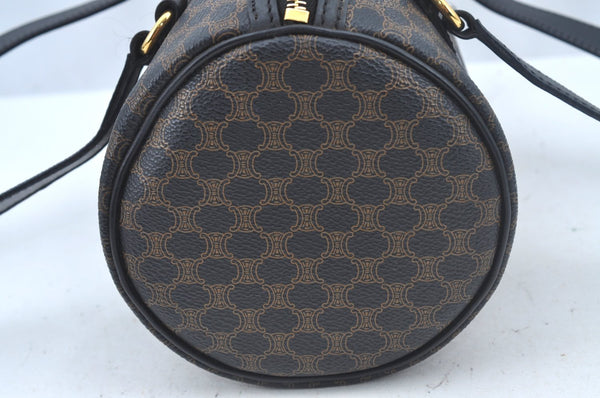 Authentic CELINE Macadam Blason Shoulder Bag Purse PVC Leather Black L0380