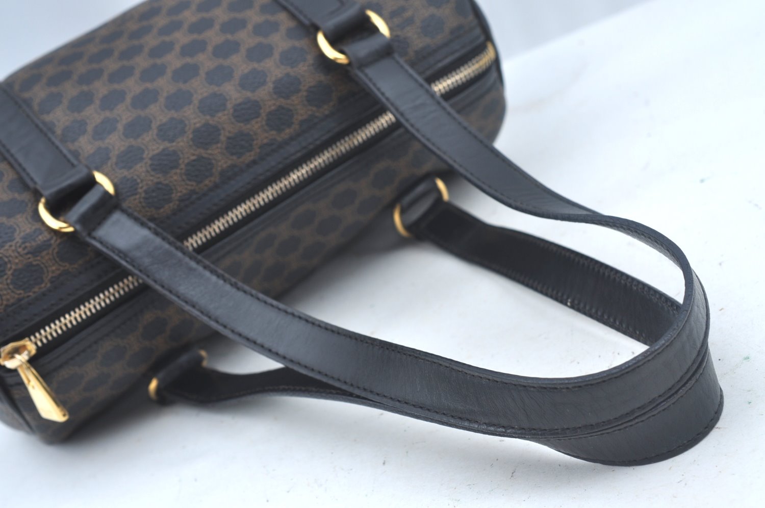 Authentic CELINE Macadam Blason Shoulder Bag Purse PVC Leather Black L0380