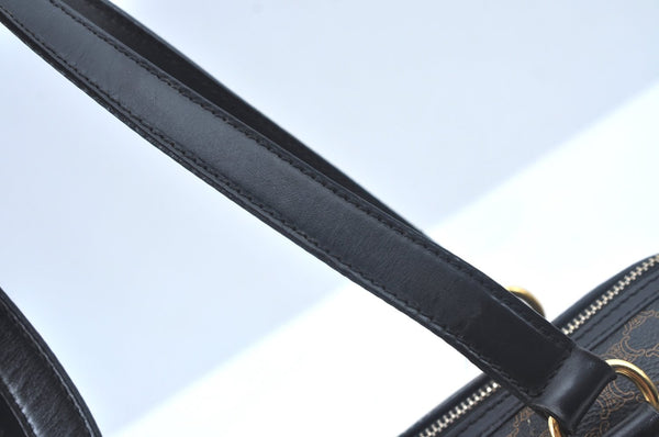 Authentic CELINE Macadam Blason Shoulder Bag Purse PVC Leather Black L0380