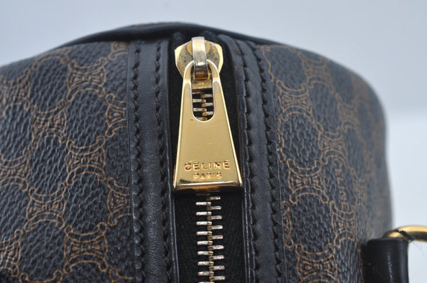 Authentic CELINE Macadam Blason Shoulder Bag Purse PVC Leather Black L0380
