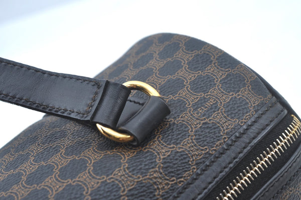 Authentic CELINE Macadam Blason Shoulder Bag Purse PVC Leather Black L0380