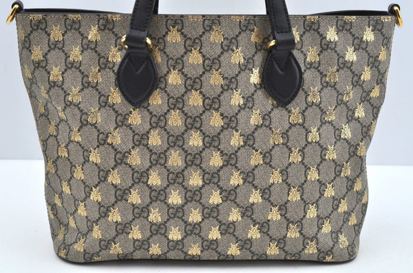 Authentic GUCCI GG Supreme 2Way Shoulder Tote Bag PVC Leather Brown Junk L0385