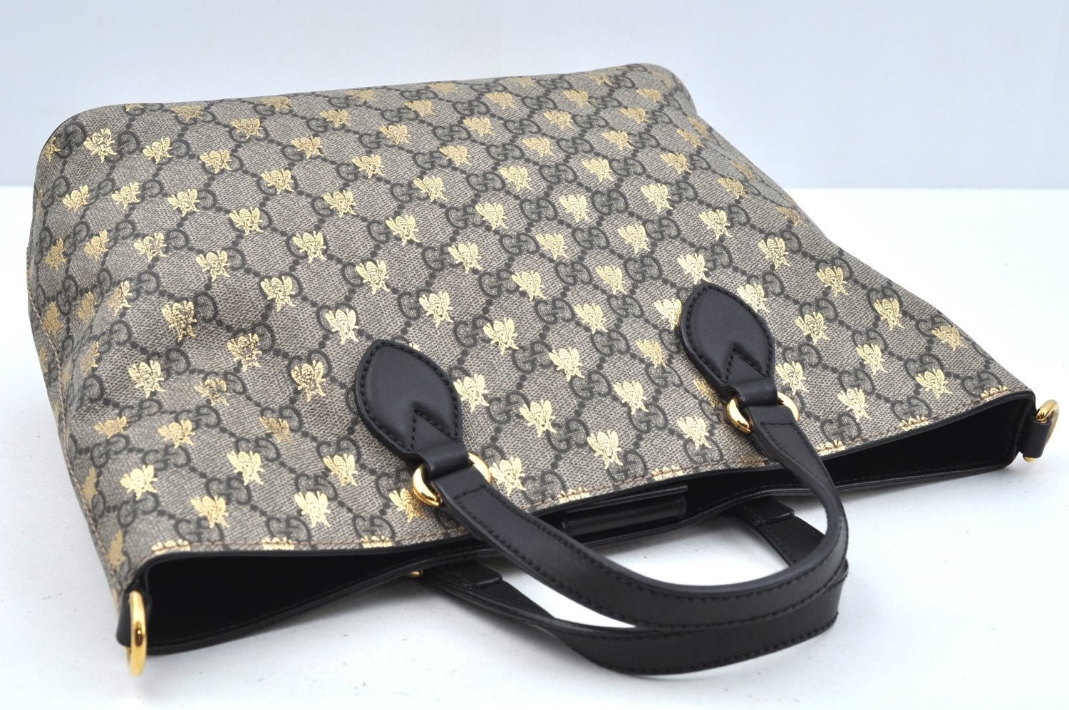 Authentic GUCCI GG Supreme 2Way Shoulder Tote Bag PVC Leather Brown Junk L0385