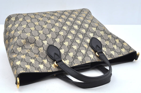 Authentic GUCCI GG Supreme 2Way Shoulder Tote Bag PVC Leather Brown Junk L0385