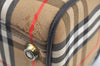 Authentic Burberrys Nova Check Canvas Leather Hand Boston Bag Beige L0386