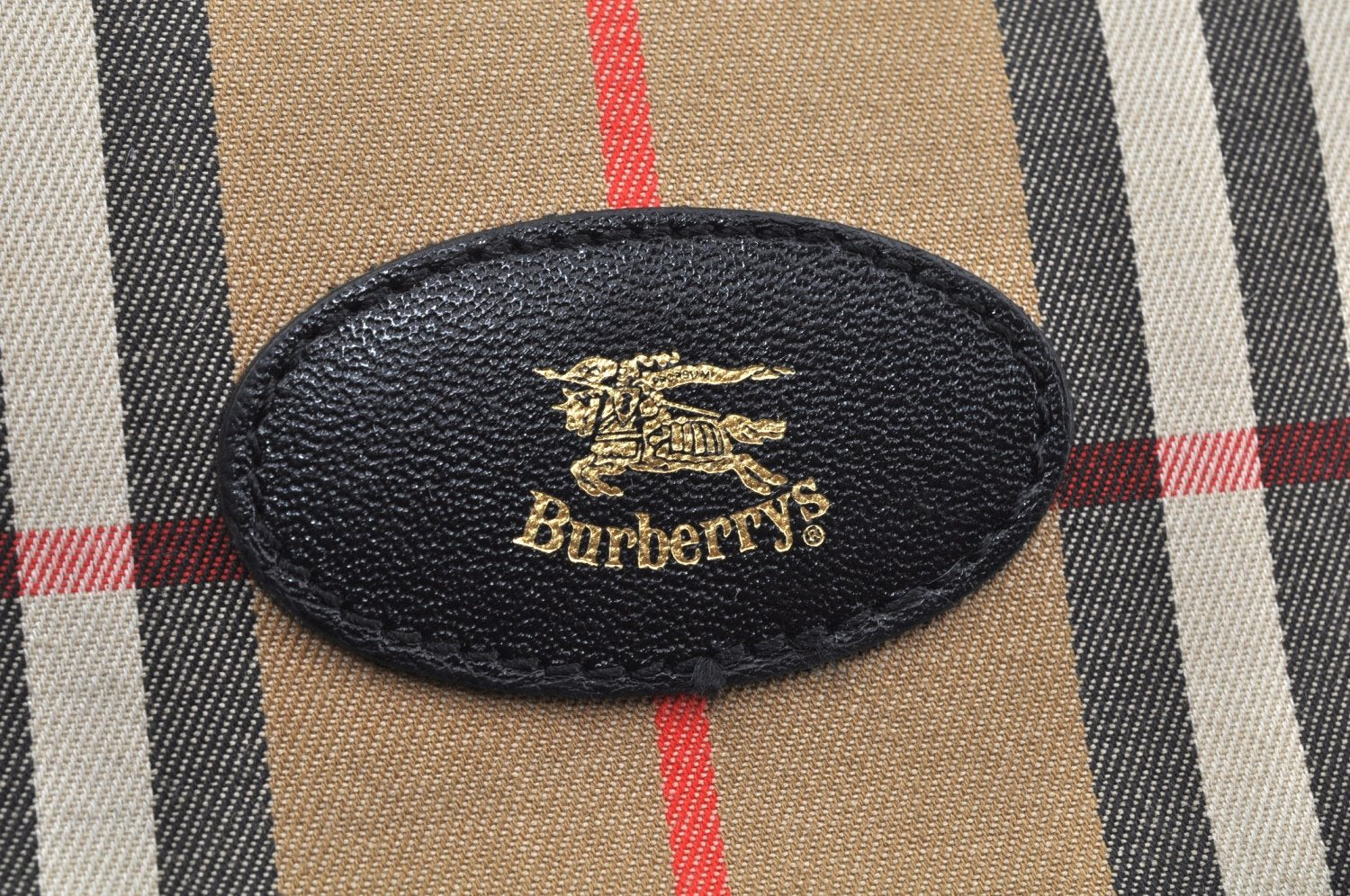 Authentic Burberrys Nova Check Canvas Leather Hand Boston Bag Beige L0386