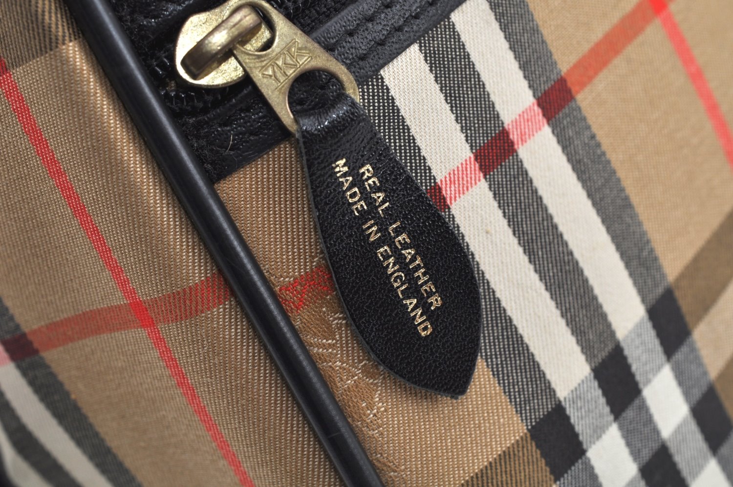 Authentic Burberrys Nova Check Canvas Leather Hand Boston Bag Beige L0386