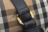 Authentic Burberrys Nova Check Canvas Leather Hand Boston Bag Beige L0386