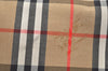 Authentic Burberrys Nova Check Canvas Leather Hand Boston Bag Beige L0386