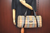 Authentic Burberrys Nova Check Canvas Leather Hand Boston Bag Beige L0386
