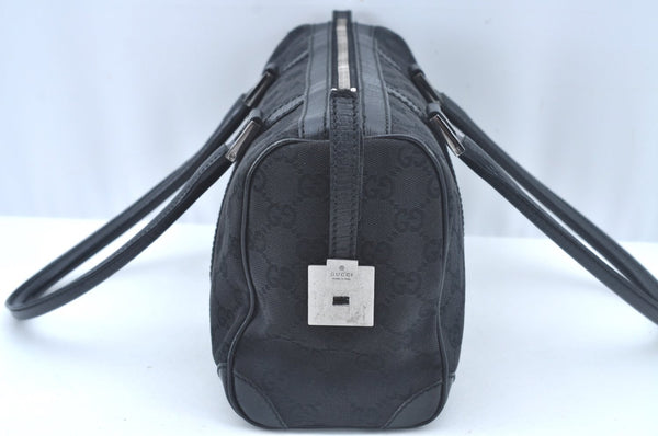 Authentic GUCCI Hand Bag Purse GG Canvas Leather Black L0387