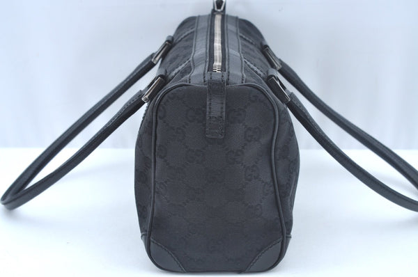 Authentic GUCCI Hand Bag Purse GG Canvas Leather Black L0387