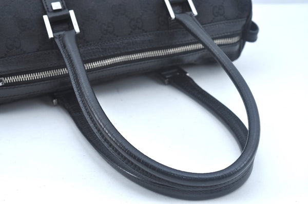 Authentic GUCCI Hand Bag Purse GG Canvas Leather Black L0387