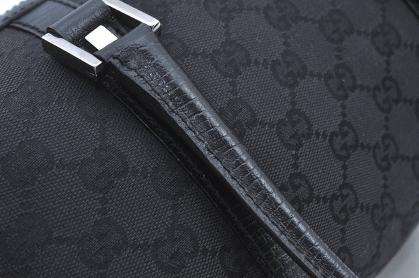 Authentic GUCCI Hand Bag Purse GG Canvas Leather Black L0387