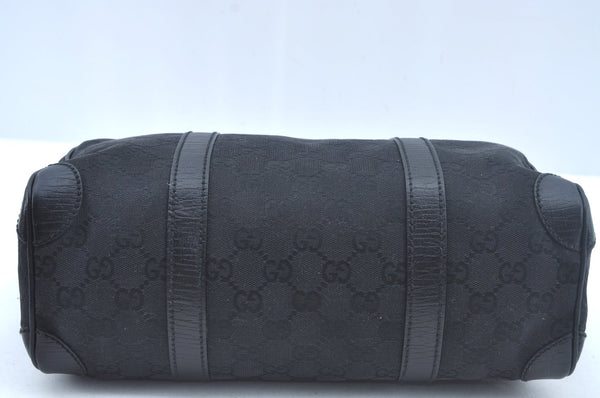 Authentic GUCCI Hand Bag Purse GG Canvas Leather Black L0387