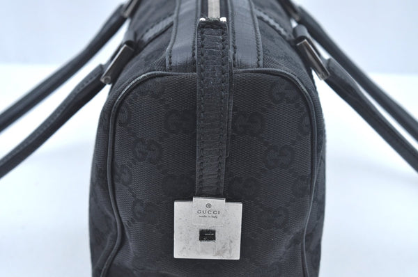 Authentic GUCCI Hand Bag Purse GG Canvas Leather Black L0387