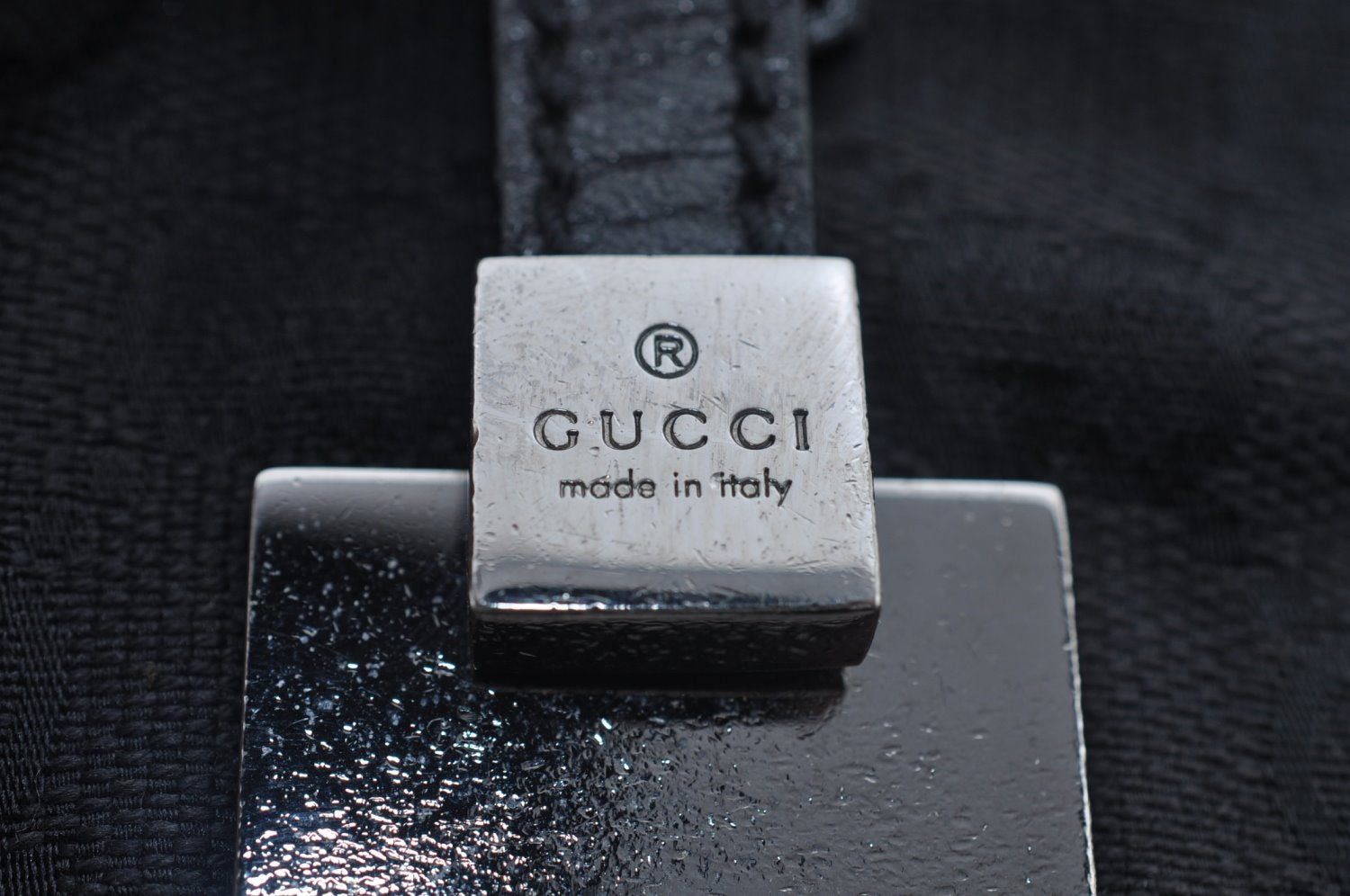Authentic GUCCI Hand Bag Purse GG Canvas Leather Black L0387