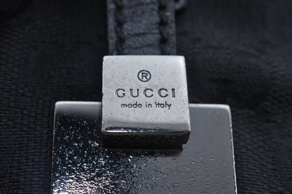 Authentic GUCCI Hand Bag Purse GG Canvas Leather Black L0387